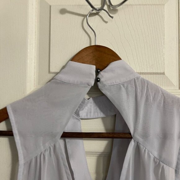 Studio Y Womens Y2K Gray Embellished Halter Neck Keyhole Semi Sheer Blouse Small - Picture 5 of 9